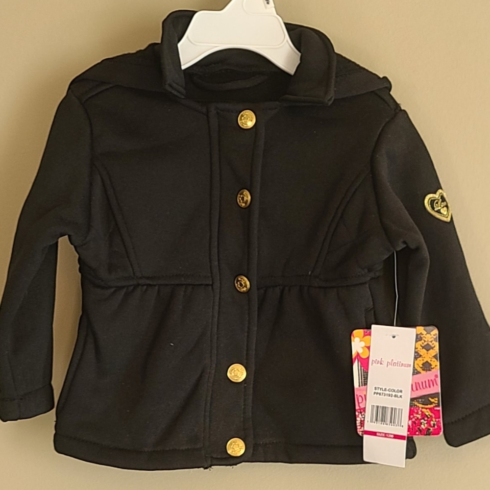 NWT Pink Platinum black lined hooded cloth coat